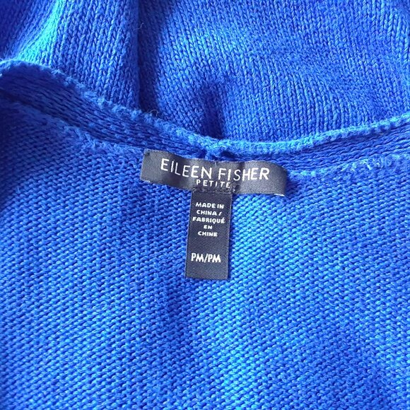 Eileen Fisher Linen + Cotton Royal Blue Cardigan - Picture 6 of 9